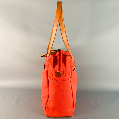 FILSON Red Tan Cotton Canvas Twill Leather Trim Tote Bag