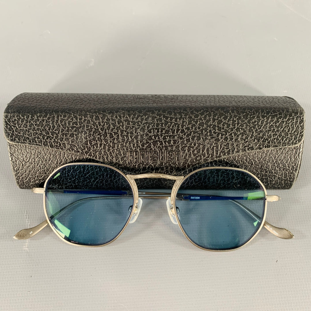 MATSUDA M3057 Silver Titanium Hexagonal Sunglasses