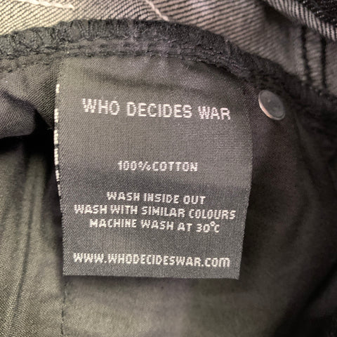 WHO DECIDES WAR Size 26 Duality Indigo White Embroidery Cotton Straight Jeans