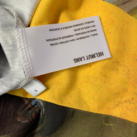 HELMUT LANG Size L Yellow Multi Color Taxi Cab Print Cotton Crew Neck T-shirt