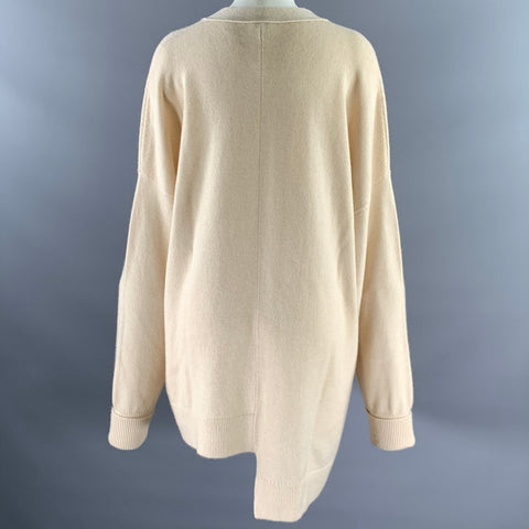 LOEWE Size M Cream Cashmere Blend Asymmetric Cardigan