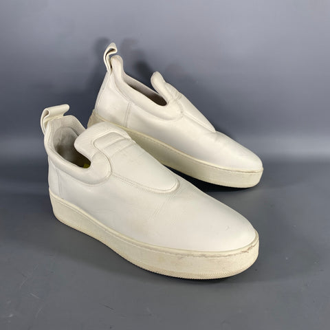 CELINE Size 12 White Leather Platform Flats