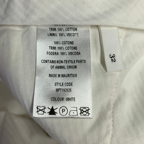 MR. PORTER Size 32 Cream Corduroy Cotton Pleated Casual Pants