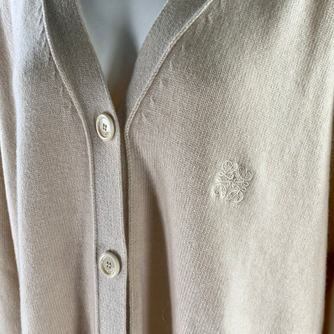 LOEWE Size M Cream Cashmere Blend Asymmetric Cardigan
