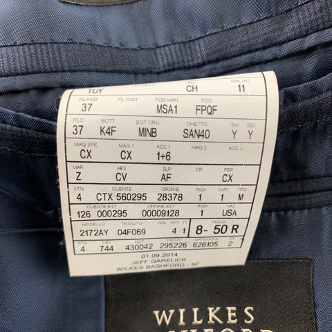 ERMENEGILDO ZEGNA Size 40 Navy Glenplaid Wool / Silk Double Breasted Suit