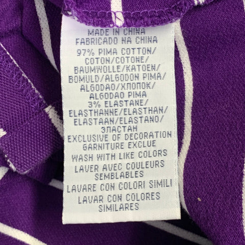 POLO by RALPH LAUREN Size M Purple White Stripe Pima Cotton Blend Polo