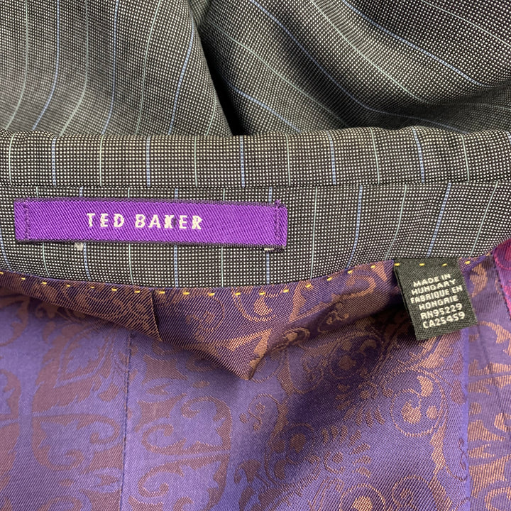 TED BAKER Size 40 Grey Blue Pinstripe Wool Mohair Notch Lapel Suit