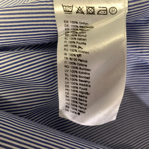 ETON Size L Blue White Stripe Cotton Long Sleeve Shirt