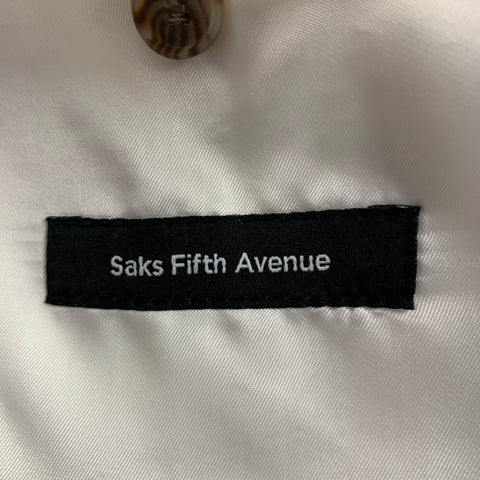 SAKS FIFTH AVENUE Size 42 Brown White Stripe Linen Notch Lapel Sport Coat