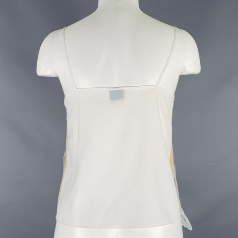 PINKO Size 4 Beige White Polyester Lace Spaghetti Straps Dress Top