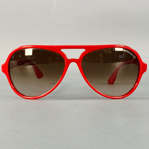EMPORIO ARMANI Red Acetate Aviator Sunglasses