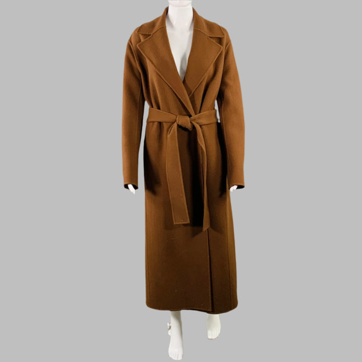 THE ROW Size S Brown Wool Blend Belted Coat