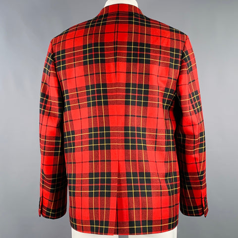 SUPREME Size M Red Black Plaid Wool Notch Lapel Sport Coat