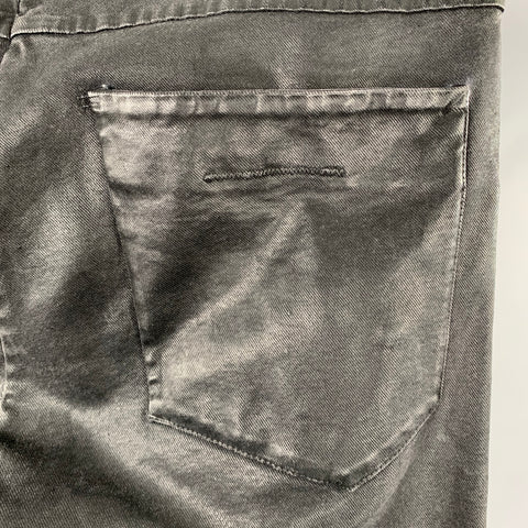 TRANSIT Size XS Grey Charcoal Coated Cotton Blend Jeans