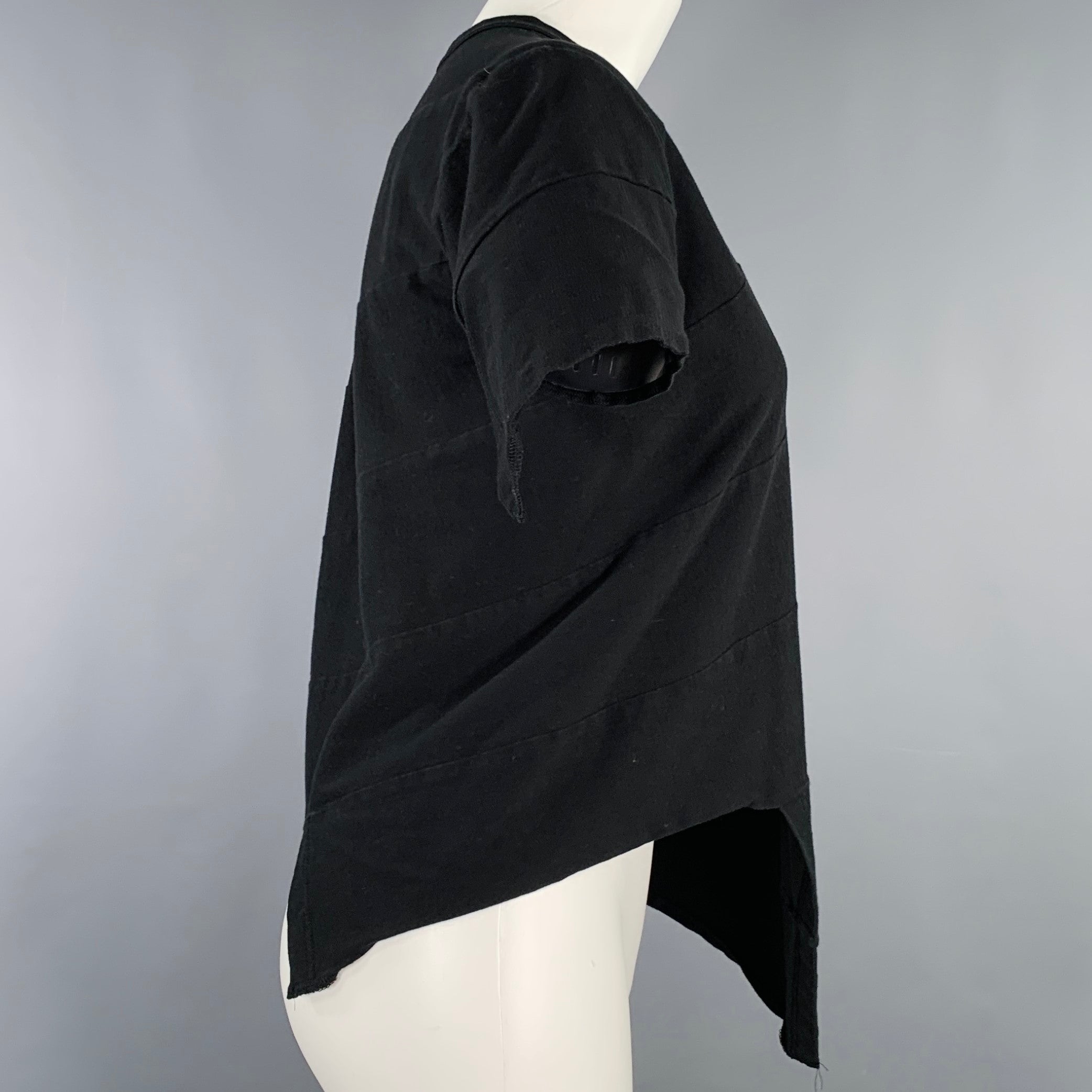 COMME des GARCONS Size M Black Cotton Asymmetrical Short Sleeve T