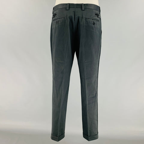 DOLCE & GABBANA Size 32 Black Solid Cotton Tuxedo Dress Pants