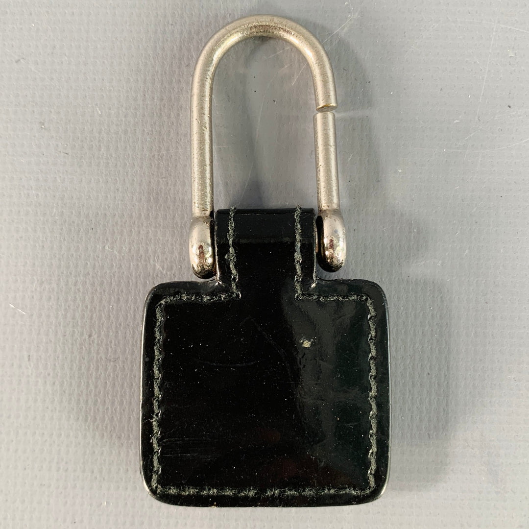 GUCCI Black Silver Leather Monogram Key Holder