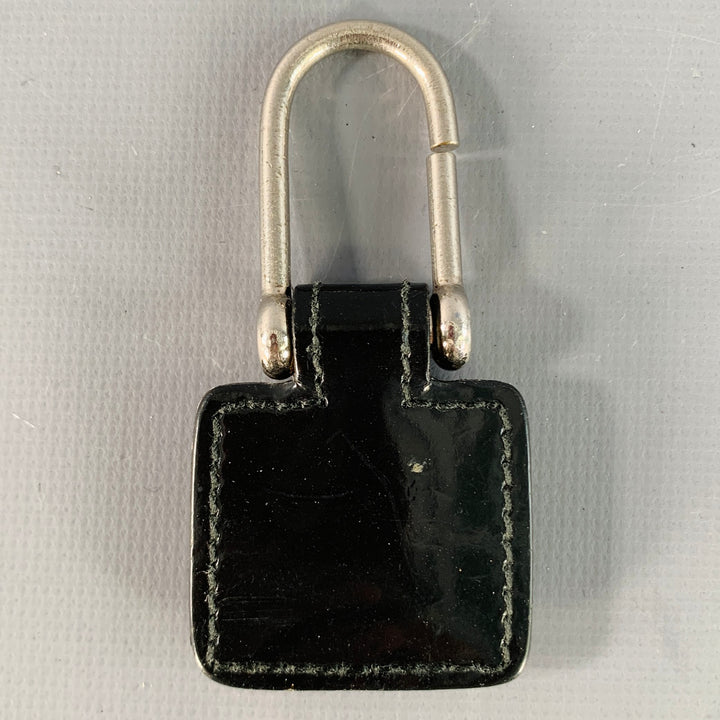 GUCCI Black Silver Leather Monogram Key Holder