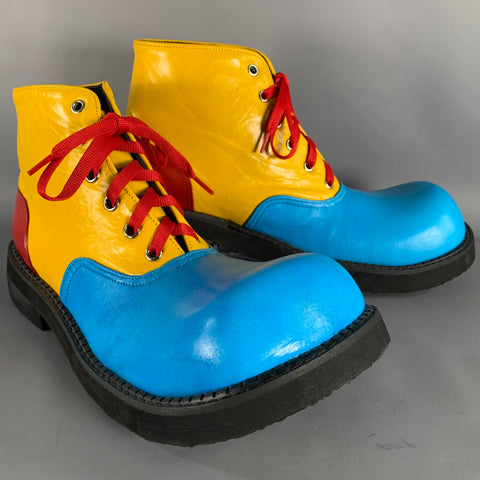 CUSTOM MADE Size 11 Multi Color Color Block Leather Lace-Up Clown Ankle Boots