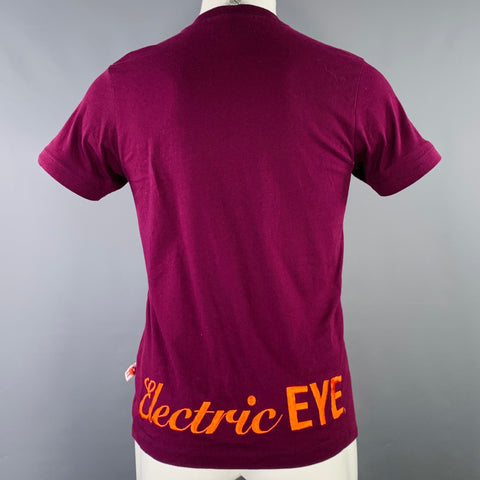 WALTER VAN BEIRENDONCK Size S Purple Embroidery Cotton T-shirt