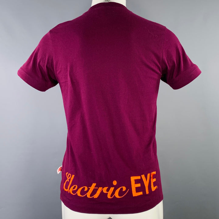 WALTER VAN BEIRENDONCK Size S Purple Embroidery Cotton T-shirt