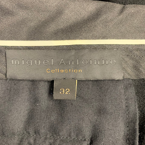 MIGUEL ANTOINNE Size 32 Black Flat Front Dress Pants