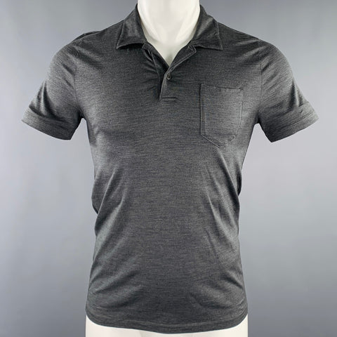 PRADA Polo à Manches Courtes Scintillant Gris Taille S