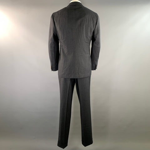 SARTORIO Chest Size 44 Grey White Speckled Wool Double Breasted Suit