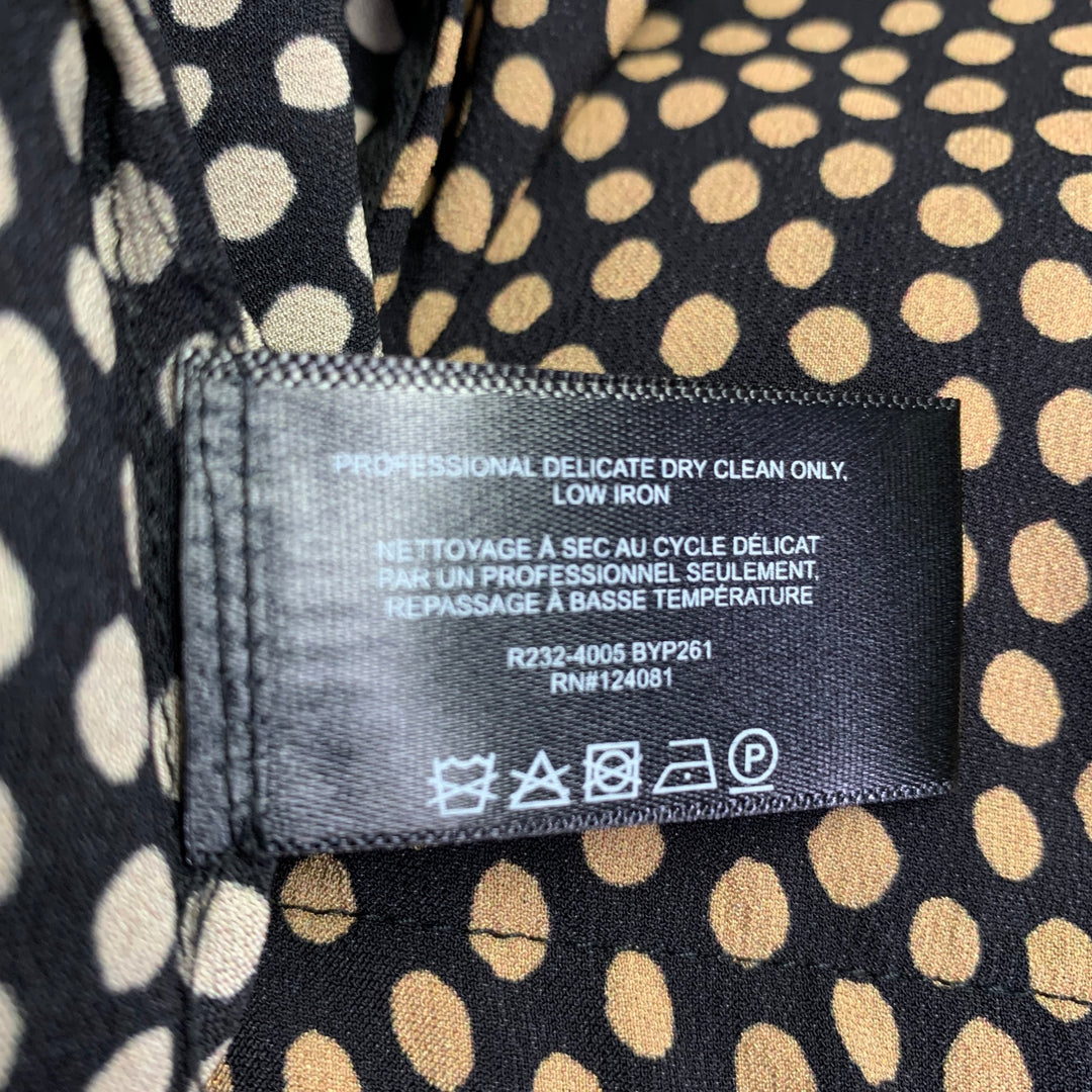 PROENZA SCHOULER Size 4 Black Tan Viscose Blend Polka Dot High Collar Dress