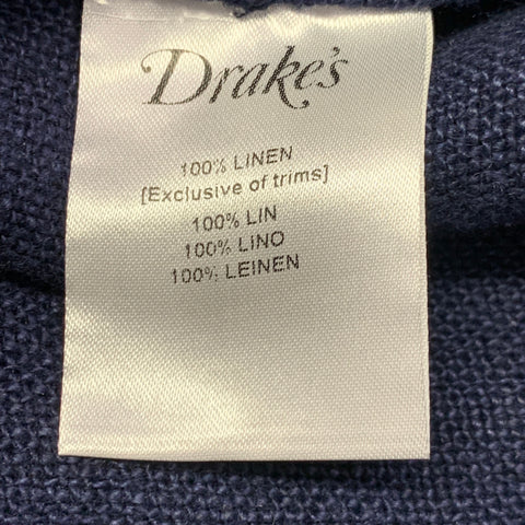 DRAKES LONDON Size L Navy Linen Chore Jacket