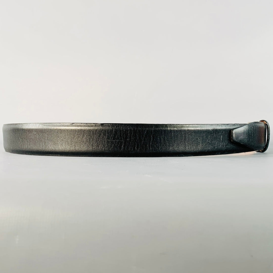 JOHN VARVATOS Size 42 Black Silver Leather Belt