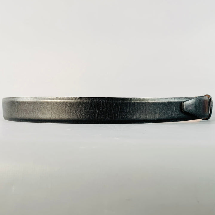 JOHN VARVATOS Size 42 Black Silver Leather Belt