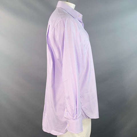 DAVID DONAHUE Size XXL Purple Lilac Woven Cotton Spread Collar Long Sleeve Shirt