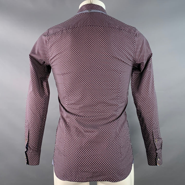 TED BAKER Size XS Wowee Navy Red Abstract Floral Cotton Long Sleeve Shirt