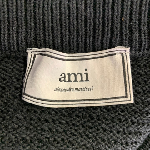 AMI by ALEXANDRE MATTIUSSI Size M Black Knit Cotton Crew Neck Pullover