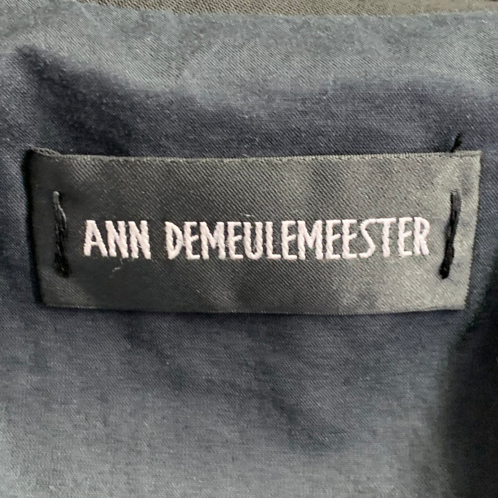 ANN DEMEULEMEESTER Size 44 Black Twill Viscose Virgin Wool Sport Coat