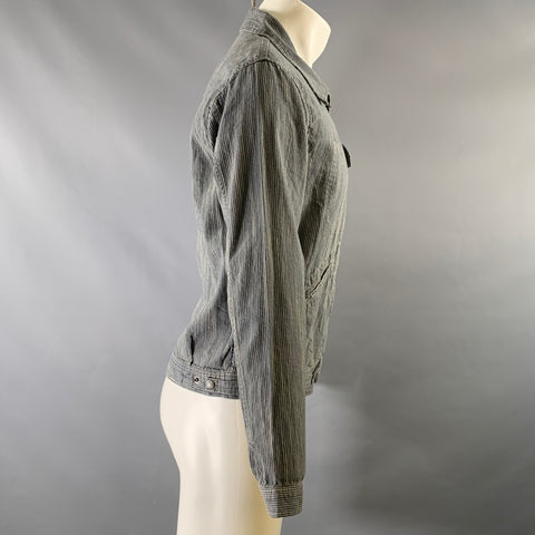 RRL by RALPH LAUREN Size S Blue White Stripe Linen Cotton Jacket