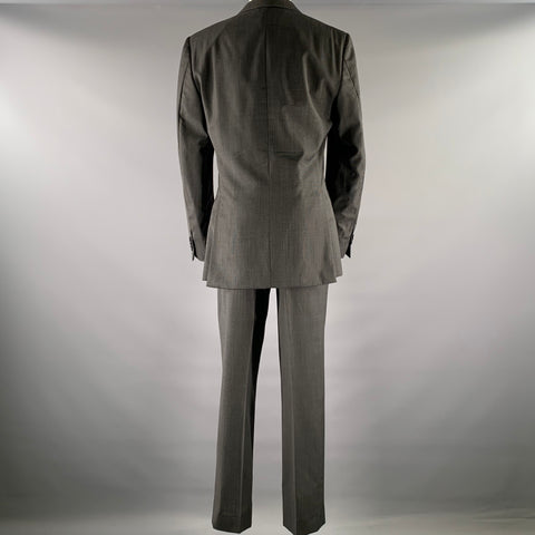 Z ZEGNA Size 44 Grey Black Nailhead Wool Notch Lapel Suit