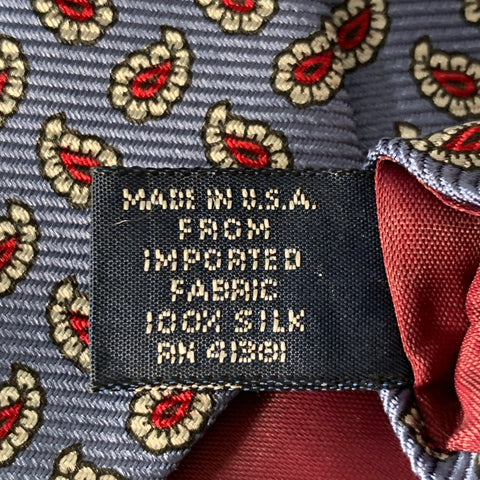POLO by RALPH LAUREN Blue White Red Paisley Silk Tie