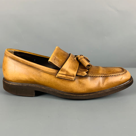 TOD'S Mocasines con borlas de cuero desgastado marrón talla 8