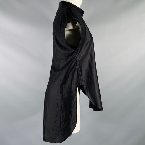 RAG & BONE Size M Black Navy Tencel Blend Asymmetrical Casual Top