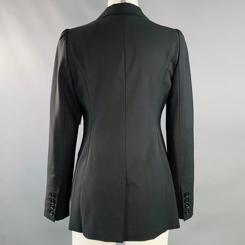 BURBERRY LONDON Size 4 Black Virgin Wool Blend Slim Fit Jacket Blazer