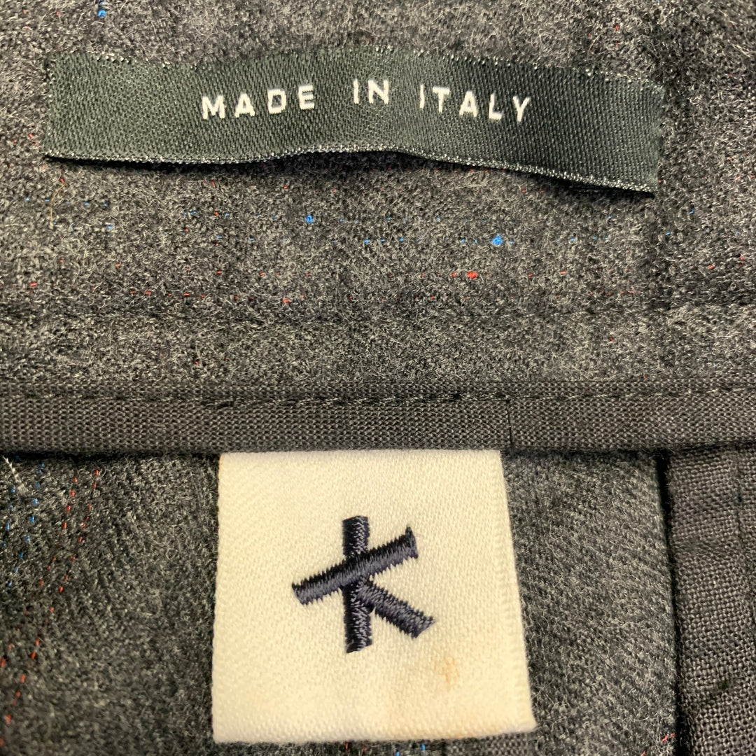 ADAM KIMMEL Size L Charcoal Grey Wool Twill Tapered Zip Fly Dress Pants