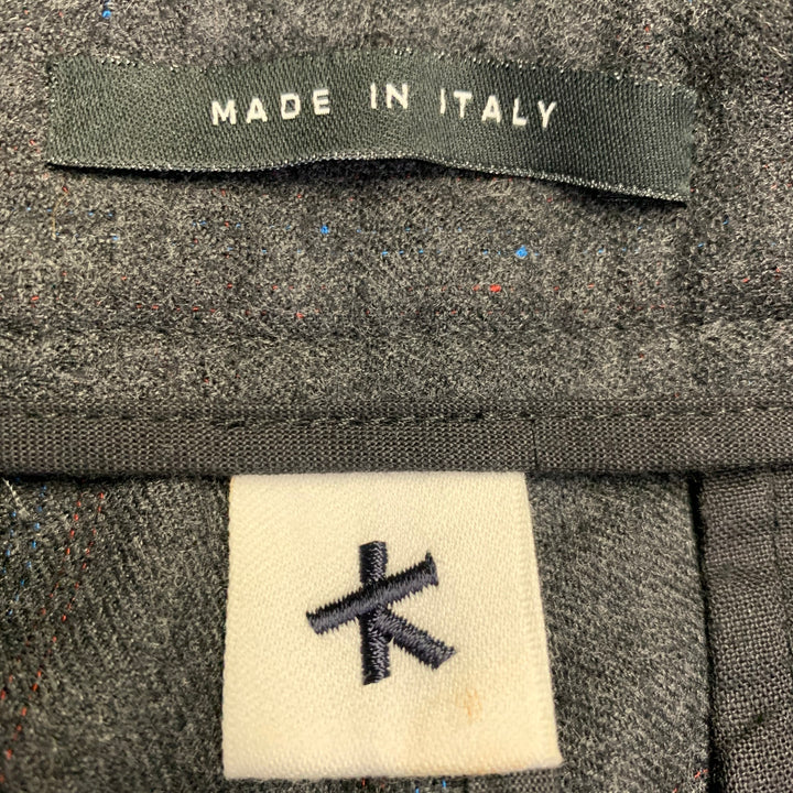 ADAM KIMMEL Size L Charcoal Grey Wool Twill Tapered Zip Fly Dress Pants