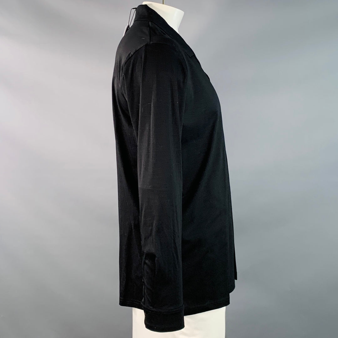 RAITH Size XL Black Cotton Button Up Spread Collar Long Sleeve Shirt