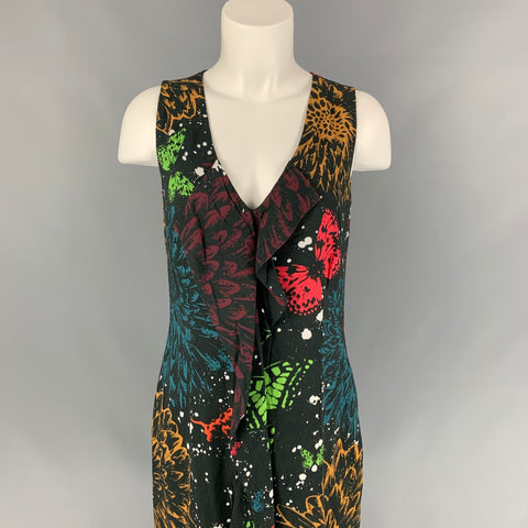 JOHN RICHMOND Size 6 Multi-Color Print Viscose Shift Dress