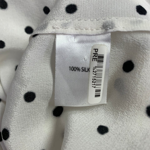 SALONI Size 2 White Black Silk Polka Dot Balloon Blouse