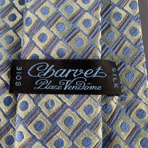 CHARVET Blue Green Geometric Silk Tie