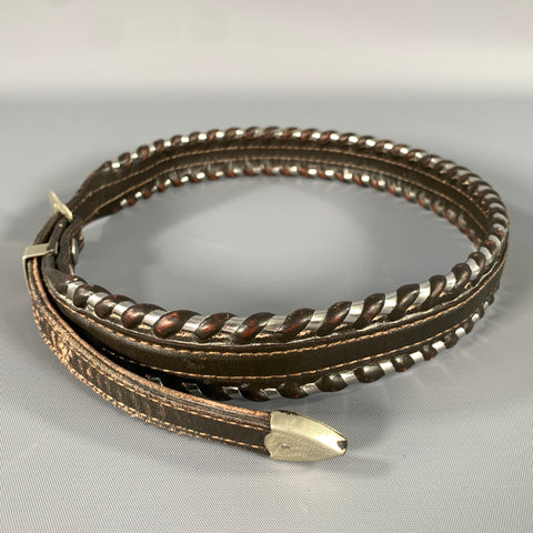 CIRCLE Y Waist Size 26 Brown Silver Leather Belt