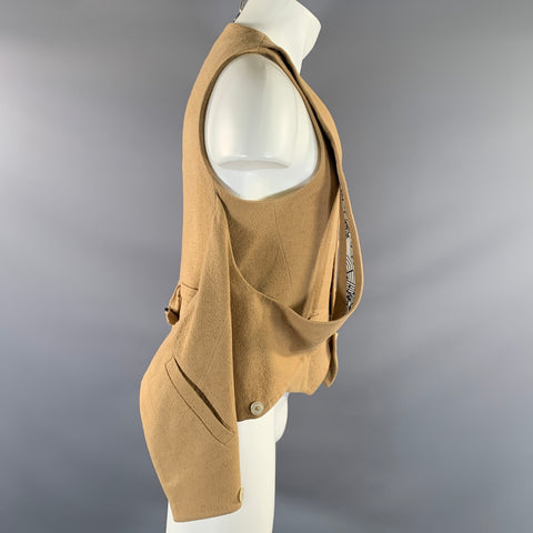 NUMBER (N)INE Size M Khaki Textured Cotton &  Silk Double Layer Vest
